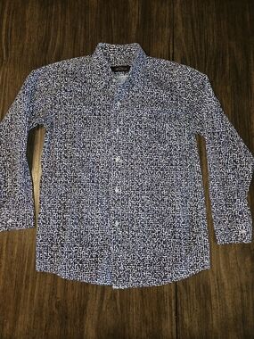 Men's Navy Abstract Print Long-Sleeve Button-Down Shirt
